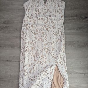Lulu's White Lace Midi Dress